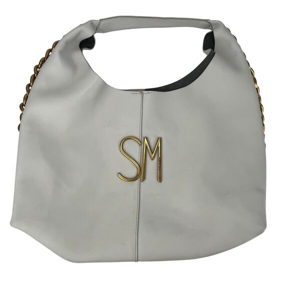 Faux Off White Leather Hobo Bag with Gold Chain Hardware - Picture 5 of 10